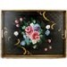Vintage TOLEWARE TRAY - 1930s Hand Painted Floral with gilded Gallery - Free Shipping - Price Reduced