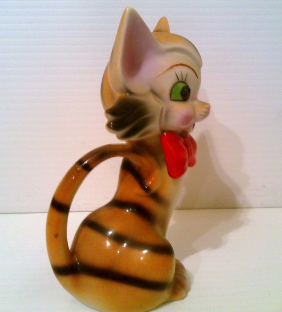 Vintage Retro 1950s Striped Tiger Cat Figurine Made in Japan