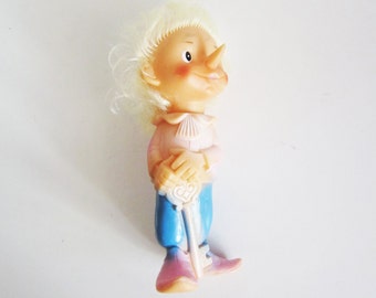 Big Rubber toy Buratino (Adventures of Pinocchio). Use him for mixed media art, shadow boxes, or home decor...