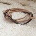 Handmade natural leather fish hook double wrap bracelet