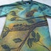 RESERVED 4 Nancy Bowen, exchange, mama bird looking at her eggs on the front, baby birds on back, limbs and leaves, discharged, then dyed