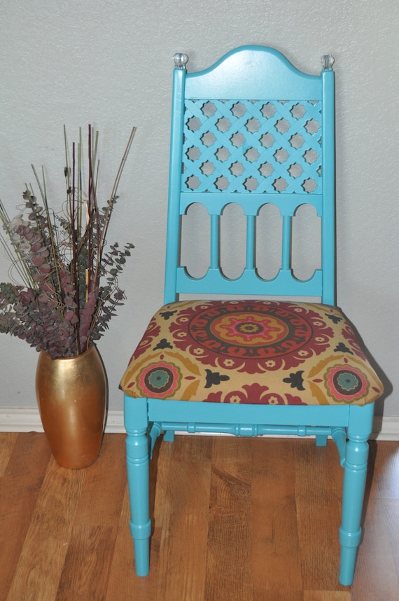 Bohemian Green Turquoise Accent Chair by OpenAireMarket on