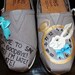 Painted Toms - Painted Bobs - Alice In Wonderland Shoes - Womens Painted Canvas Flats Size 5