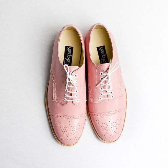 pastel pink oxford brogue shoes FREE WORLDWIDE SHIPPING