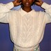 40% OFF SALE Americhino 1980s cream off-white collared slouchy cable knit sweater