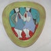 Signed Harris Strong Art Pottery Tile Dish or Tray - Girls w/ Flutes / Horns - Mid Century Modern