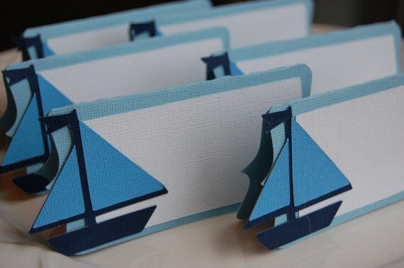 Sailboat Place Card, Sailboat Food Labels, Sailboat Party Supplies, Nautical, 12 Pcs, You Select the Colors Il_570xn