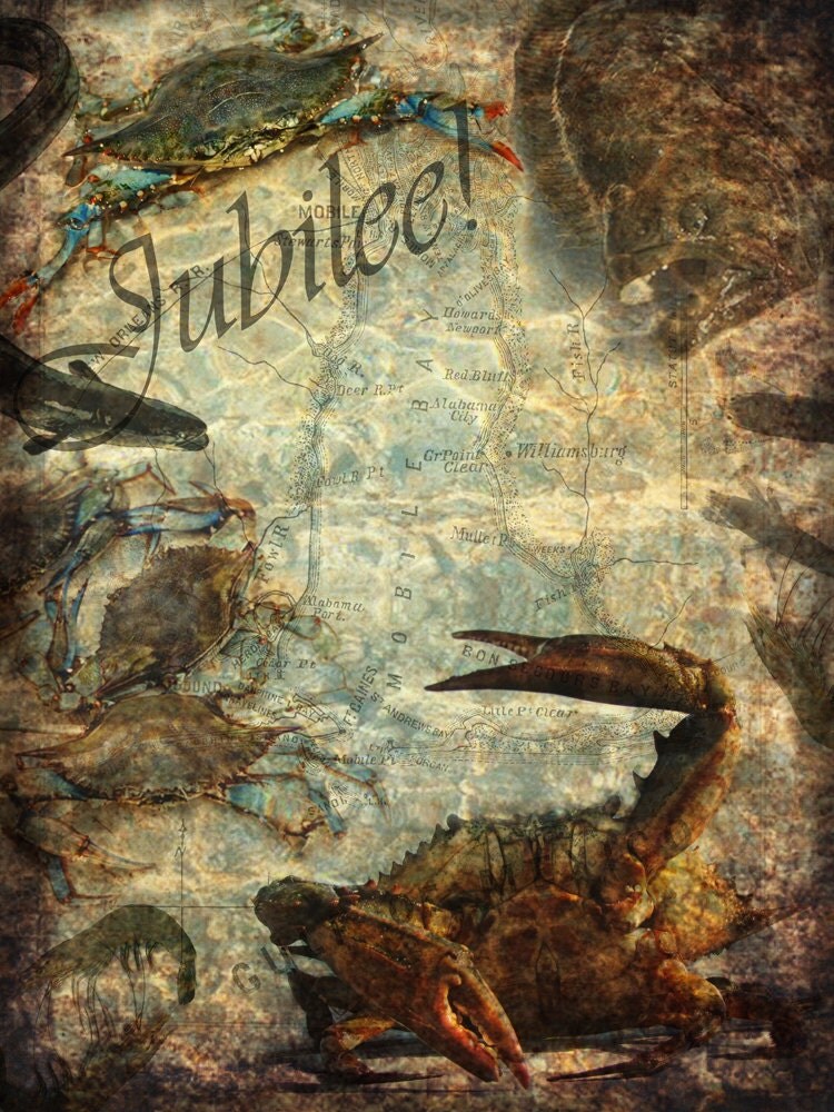 Mobile Bay Jubilee // Art Print // 12''x16'' by FreedSoulsDesign