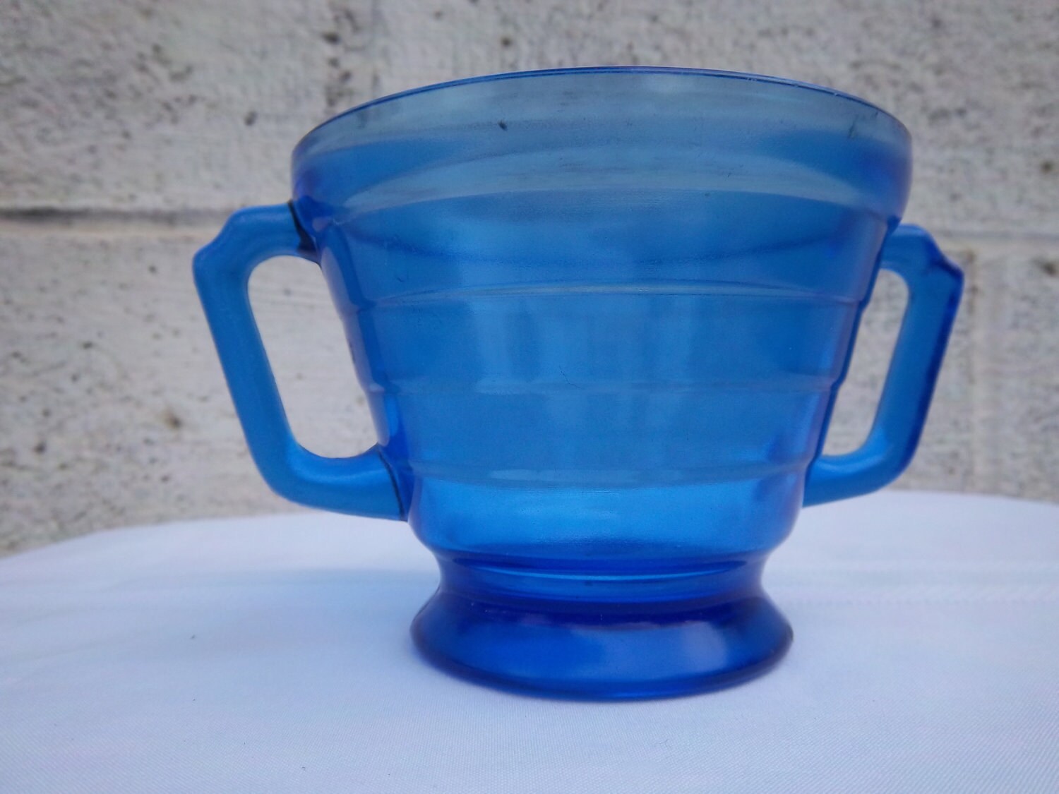 Cobalt Blue Glass Sugar and Creamer Hazel Atlas Moderntone