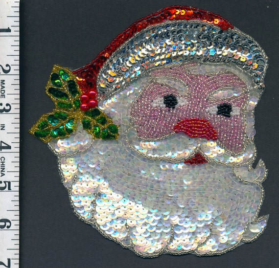 Large Christmas Bead and Sequin Applique Ho Ho Ho