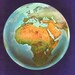 Vintage World Map Globe, 1960s SPACE earth international Africa Europe Middle East astronomy atlas map