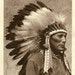 Native American Indian Man headdress, 1950 bookplate, beautiful wall art vintage illustration antique print