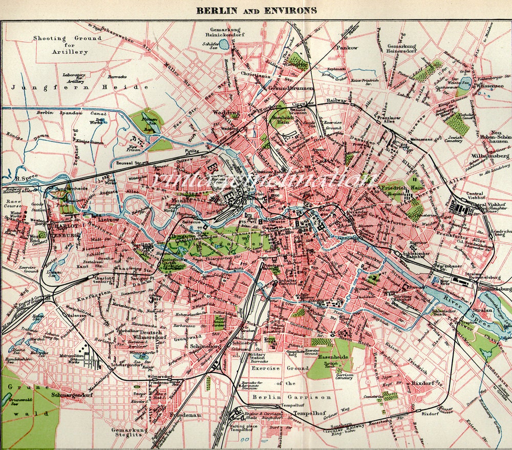 BERLIN MAP Berlin Germany Circa 1900 Vintage Cartography