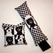 SALE Catnip Cat Toys - Kickstick & Pillow Set - Black and White Checkerboard with Cats and Dogs