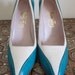 Vintage 1980s Pappagallo Teal & Cream Spectator Pumps Made in Spain Size 8 M Preppy Nautical Kentucky Derby Equestrian Fashion