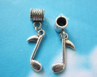 10pc tibetan silver music note bail charms-- slide bail charms