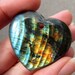 PRETTY Drilled Heart Striped Madagascar SPECTRALITE LABRADORITE Cabochon ETSpecHrt003