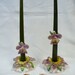 Vintage Mid Century Floral Candleholders Commodore Candle Stand Set complete with Rings Stoppers