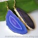 Purple Agate Slice Gold Large Gemstone Earrings