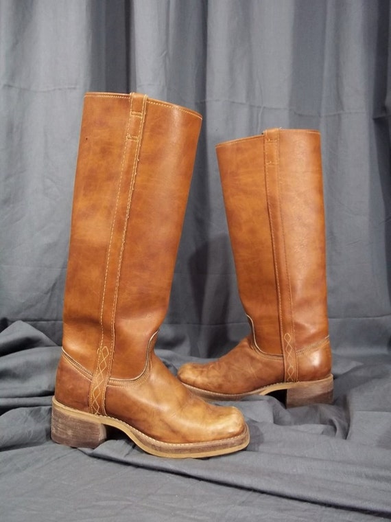 Vintage 70s Tall Dingo Campus Boots Carmel by OneTrickChassis