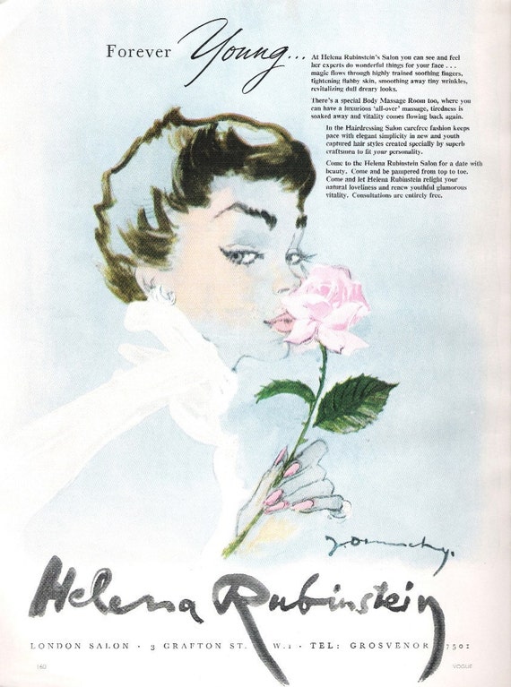 Vintage Vogue Ad 1953 HELENA RUBINSTEIN COSMETICS Ad Original British ...