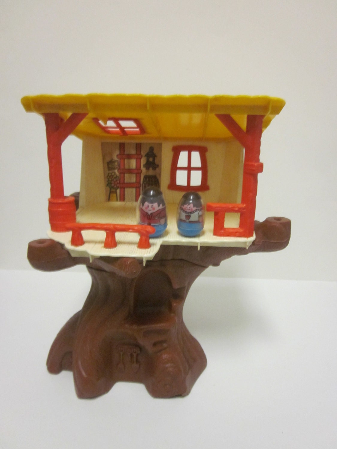 SALE Vintage Weebles Treehouse with 2 Weebles 1974 by Hasbro