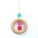 Wooden Teething Nursing Necklace/ Resin Breastfeeding Necklace - Non Toxic Twiddly Teether Pendant - Magenta, Pink and Aqua
