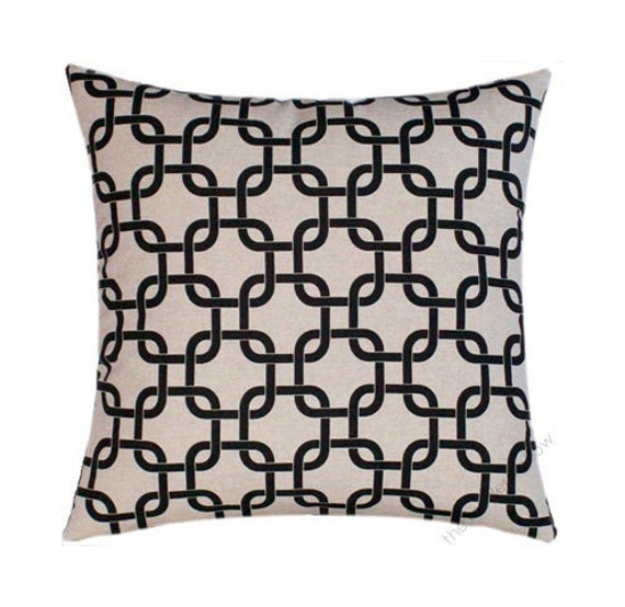 Black and Beige Oatmeal Link Decorative Throw Pillow Cover