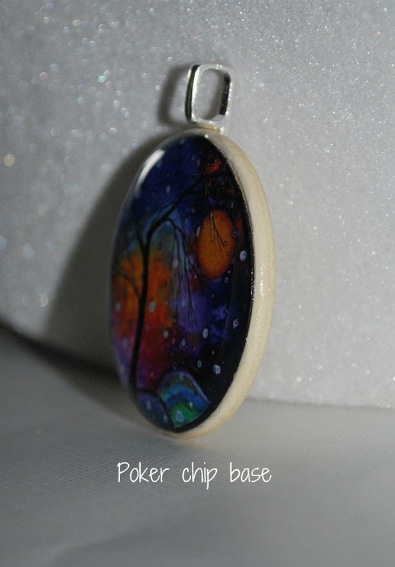Winter Sparkle Poker Chip Pendant tree jewelry poker chip