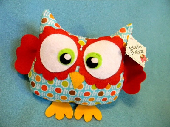 Handmade Plush Owl Toy by KatieLuDesigns on Etsy