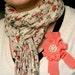 Feminine Coral Orange Rosette Medal Style Pin Brooch with Button in the middle / Bright Spring and Summer Accessories for Her