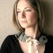 Elegant Artistic Black and Ivory Handmade Detachable Collar / Peter Pan Col with Satin Ribbon Bow Tie