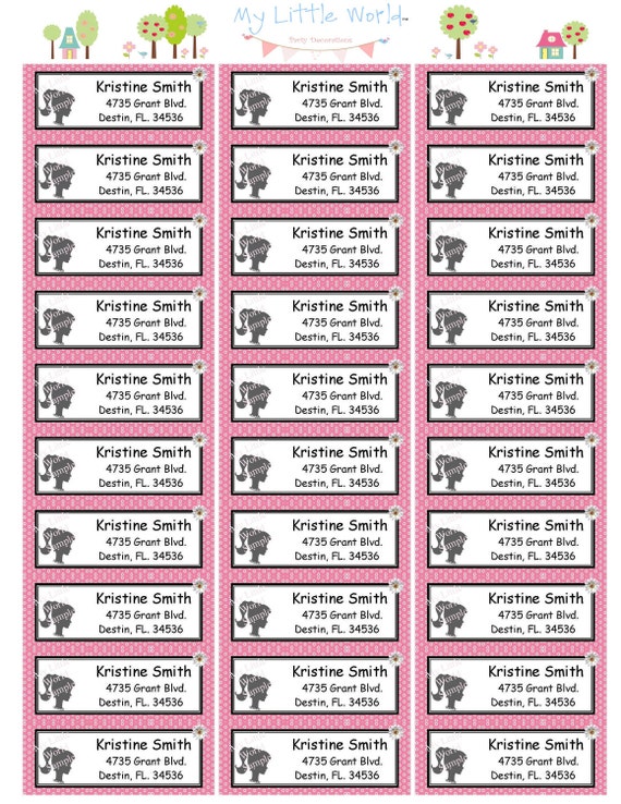 Return Address Labels in DIY printable Barbie Silhouette