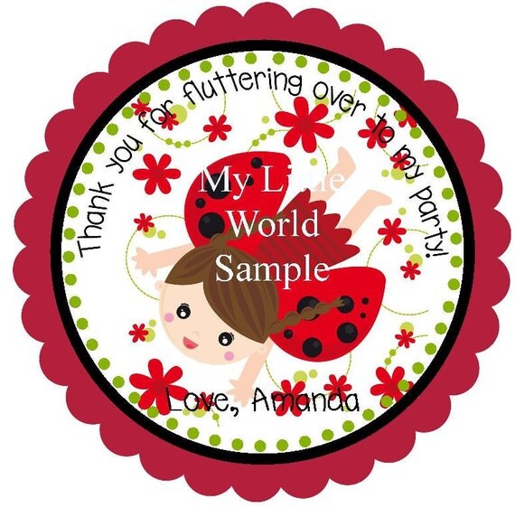 Lady Bug Gift Tags, Labels or Stickers (2-3/4" circle), printable file Il_570xn