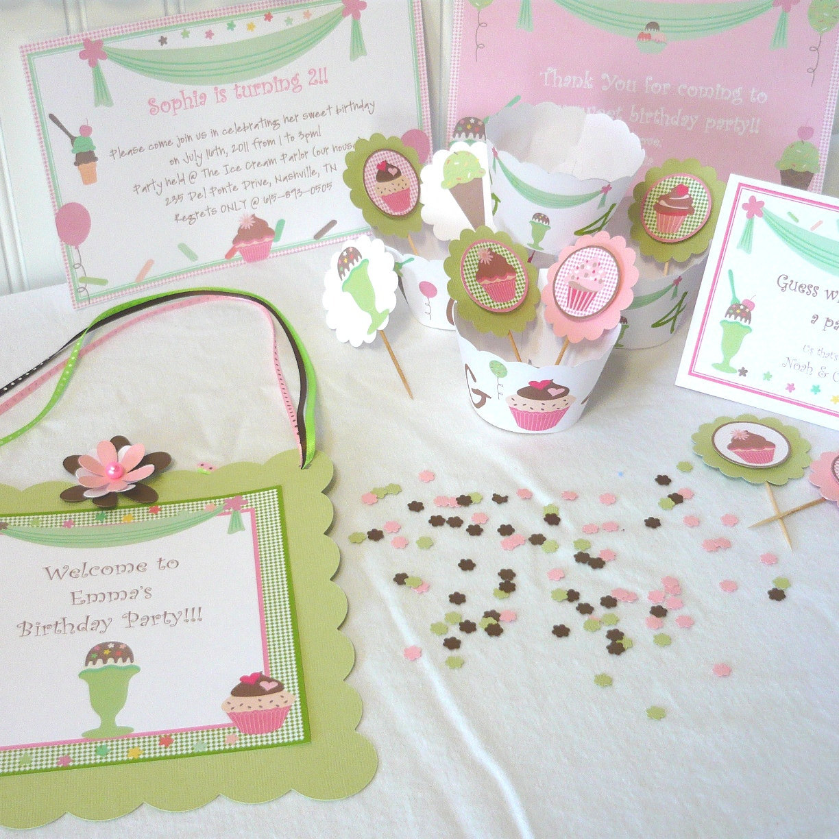 Ice Cream & Cupcake Party Decoration Package with many add on