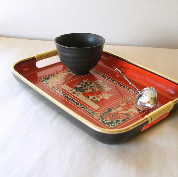 JAPANESE TEA TRAY // Vintage Chinoiserie Tray by ACESFINDSVINTAGE