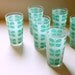 FROSTED MINT VINTAGE Mid Century Drinking Glass Set of Six (6) Lovely Geometric Pattern Glassware Tumblers in Pastel Green
