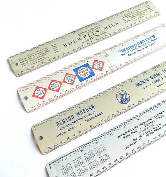 Vintage Advertising Rulers Tin Litho Rulers by DairyFarmAntiques