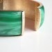 Vintage Bracelet Green Clamper Emerald Green Iridescent Goldtone Fifties Bracelet Bangle