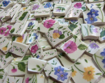 MOSAIC Tiles Broken China Floral English Cottage Garden - 50 Tiles