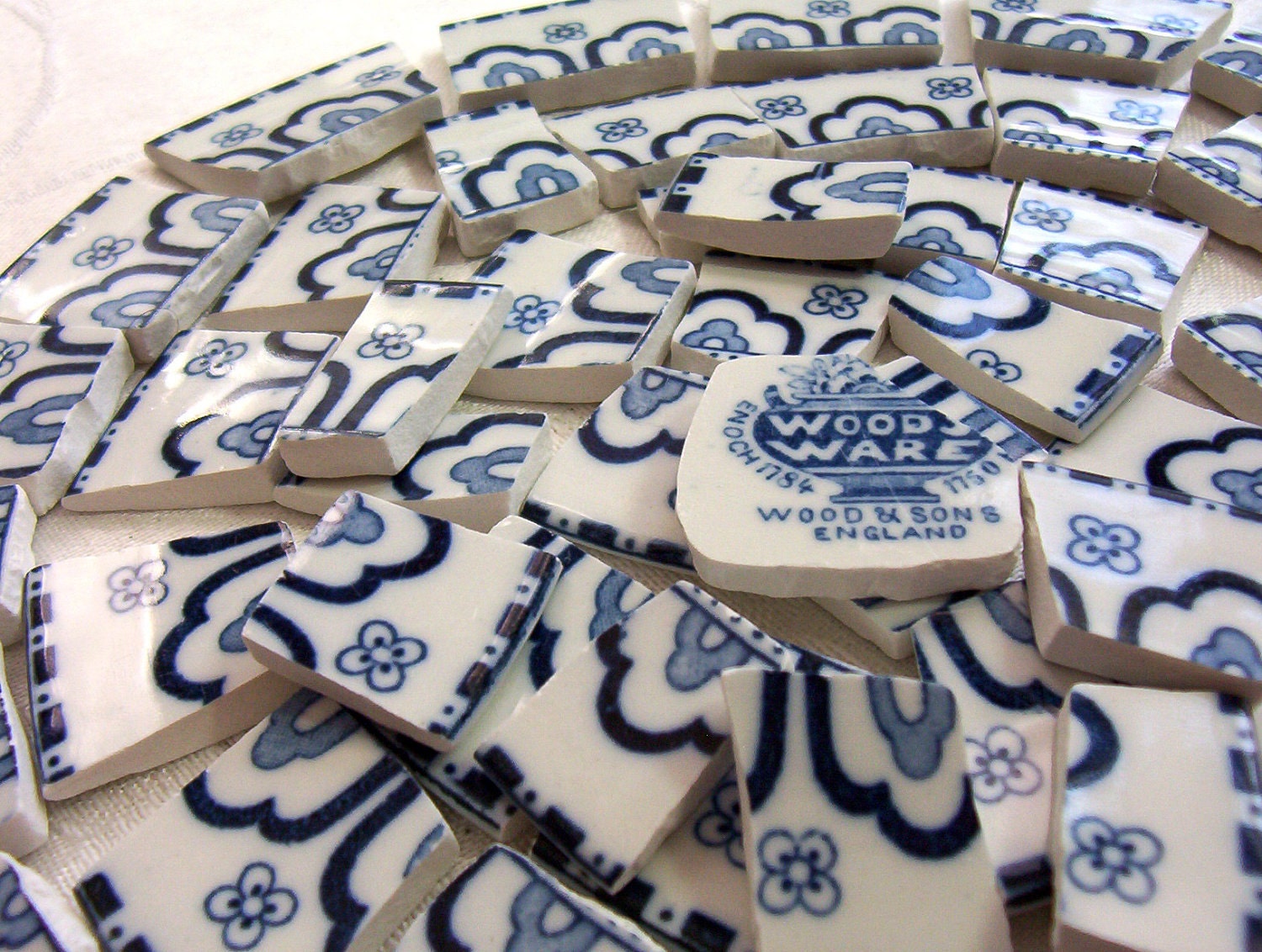 Broken China MOSAIC Tiles Lovely Blue and White