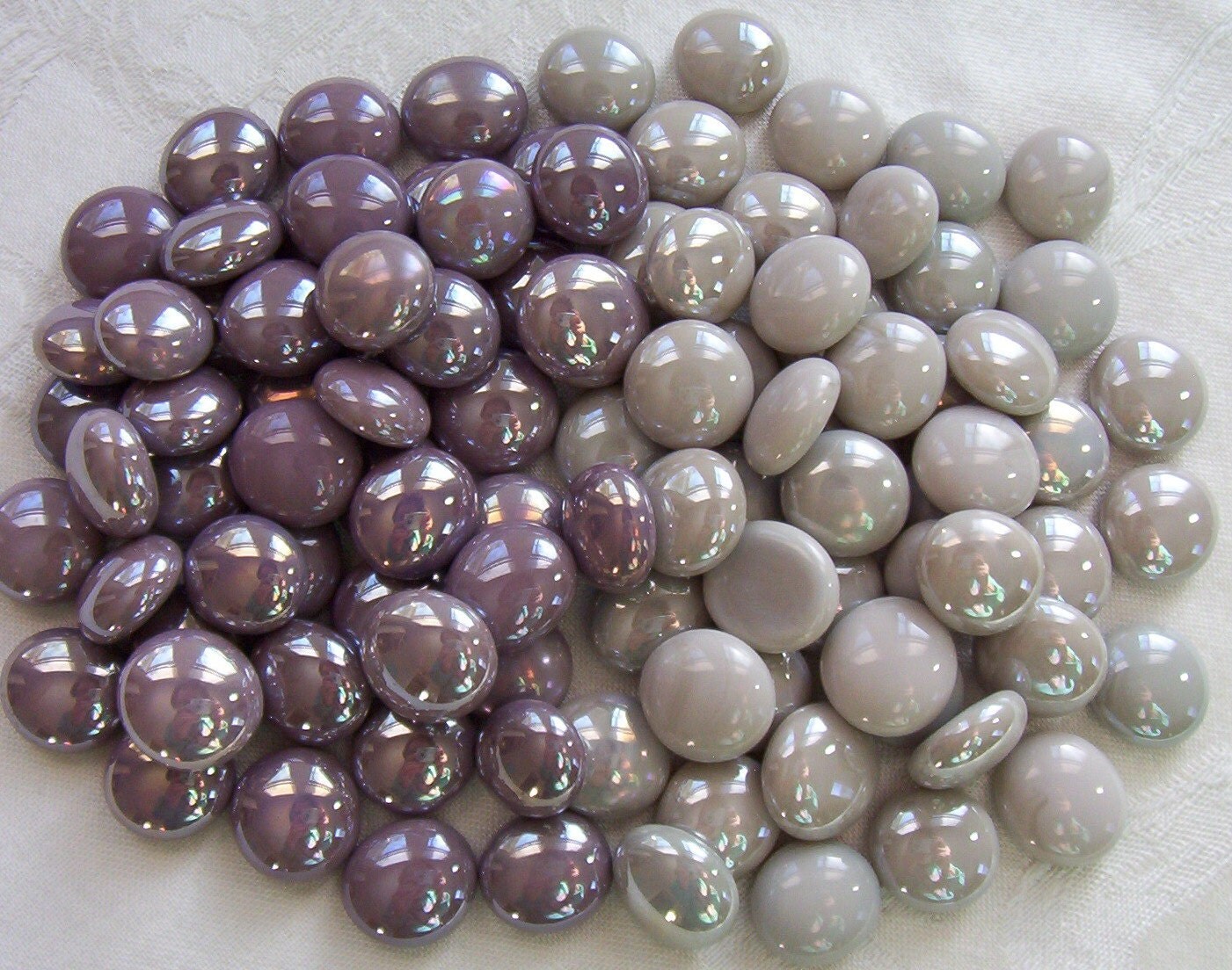 50 Glass Gems Purple/Plum and Gray Mix