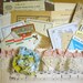 All Vintage Handmade Inspiration Art Kit with Blue and Green Fabric Flower