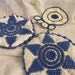 SALE 20% Off Vintage Hand Crocheted Star Pattern Pot Holders w Matching Spoon Rest Now Only 4 USD