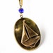 Vintage Nautical Locket Sailboat Necklace in Navy & Brass, One of a Kind