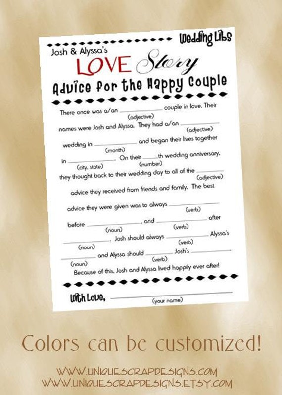 Items similar to LOVE Story Wedding Mad Libs Style DAC2700 