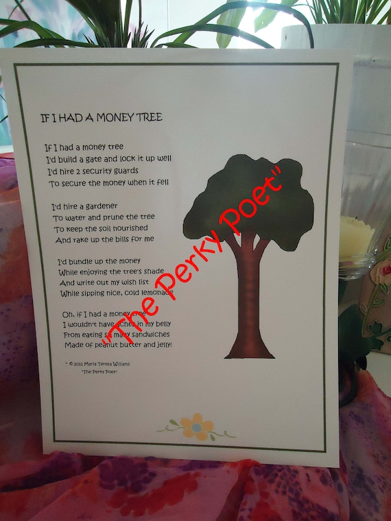 Items similar to If I Had A Money Tree Poem, Cute, Funny, Being Wealthy