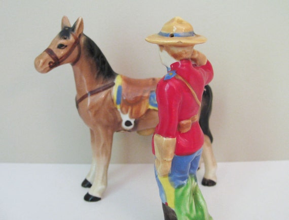 Mountie & Horse Salt and Pepper Shakers RCMP Royal