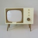 1950's Retro White TV Salt & Pepper Shakers and Photo Holder - Mechanical - Mid Century Modern