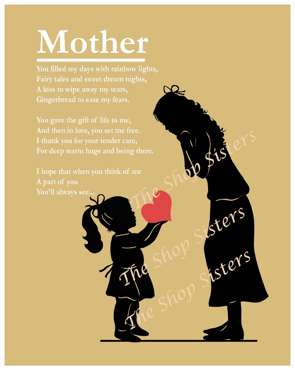 Mother's Day Mother and Daughter Poem Heart by TheShopSisters